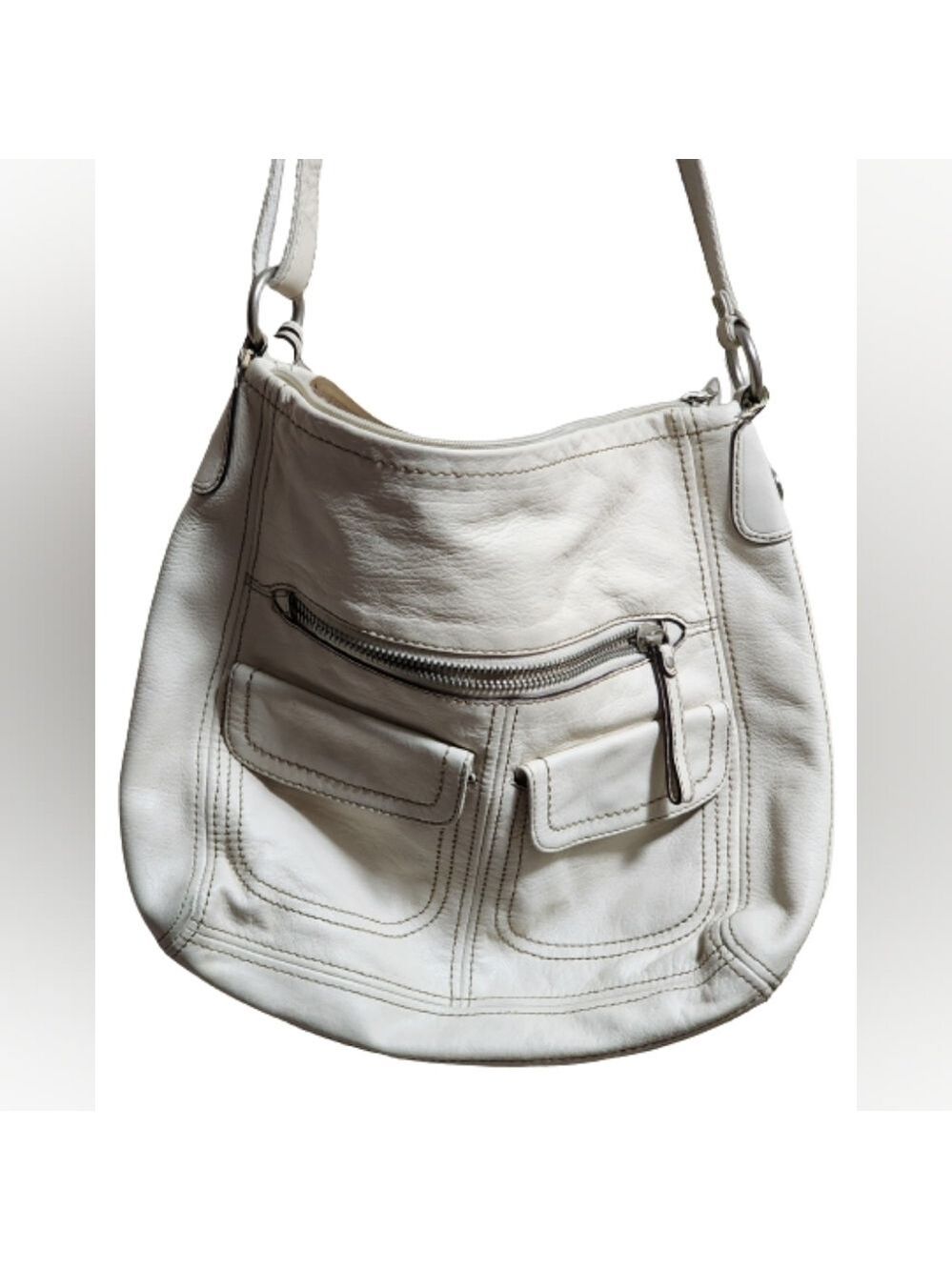 Fossil offwhite leather shoulder bag color off white